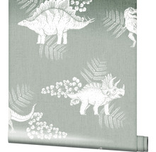 Papier peint avec motif de dinosaure et de fougère