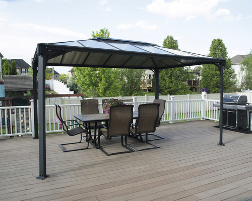 Pavillon PALRAM Martinique 4300 Premium Garden Gazebo set de rideaux inclus 430 x 295,5 cm anthracite