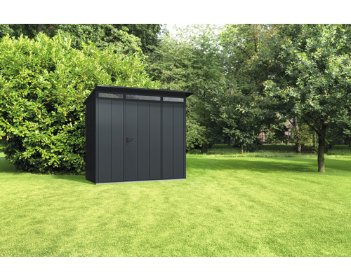 Abri de jardin Hörmann EcoStar Elegant-P type 1 RAL7016 porte à un vantail 247.9 x 153 cm anthracite