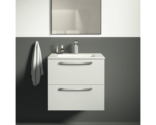 Meuble sous-lavabo avec lavabo, robinet et miroir pour la salle de bains