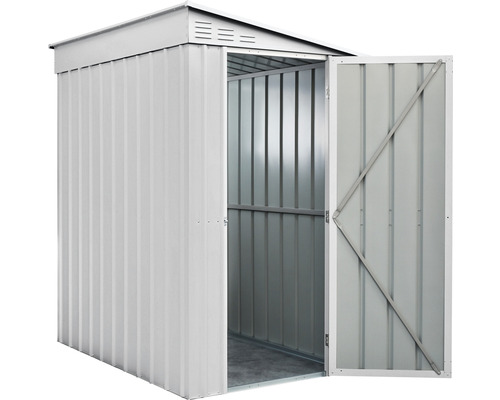 Metall Gerätehaus mit geöffneter Tür