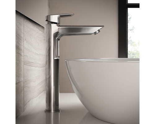 Meuble-lavabo moderne avec mitigeur monocommande et vasque à poser