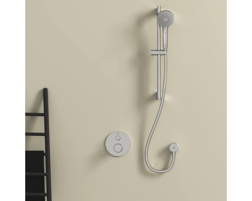 Robinet de douche avec douchette, barre de douche et thermostat