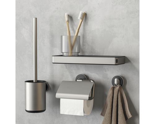 Badezimmer-Set mit Toilettenbürste, Toilettenpapierhalter, Handtuchhalter und Ablage