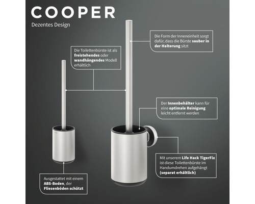 Toilettenbürste aus Edelstahl, freistehendes oder wandhängendes Modell