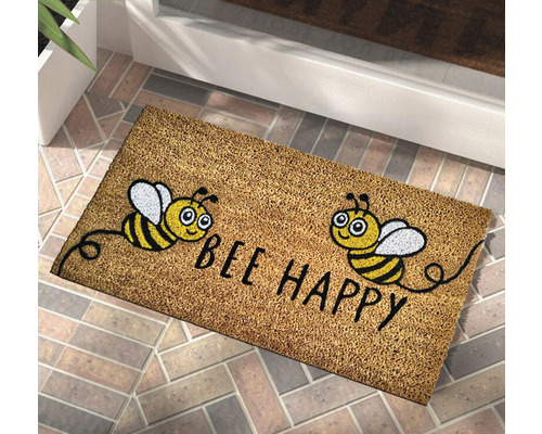 Fussmatte mit Bienen und dem Schriftzug Sei Glücklich