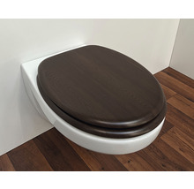 WC à fond creux suspendu avec siège de toilette en bois