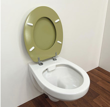 WC suspendu à fond creux avec couvercle de toilette vert olive ouvert