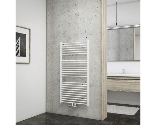 Radiateur de salle de bains SCHULTE Turbo 1135x600 mm blanc alpin avec raccordement au centre