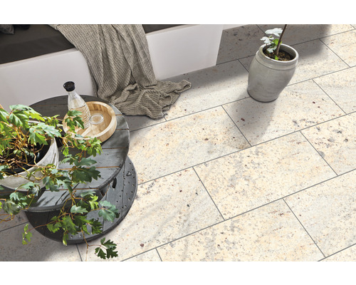 Dalle de terrasse en granit FLAIRSTONE Cenith Ivory 80x40x3 cm