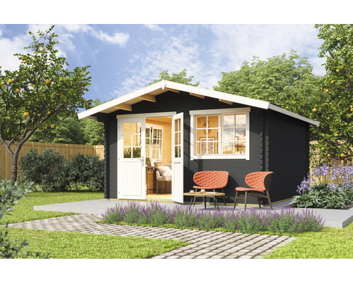 Abri de jardin Outdoor Life Norderney 3 avec plancher 390 x 390 cm gris carbone