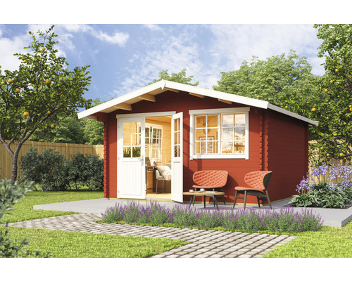 Abri de jardin Outdoor Life Norderney 3 avec plancher 390 x 390 cm rouge de falun
