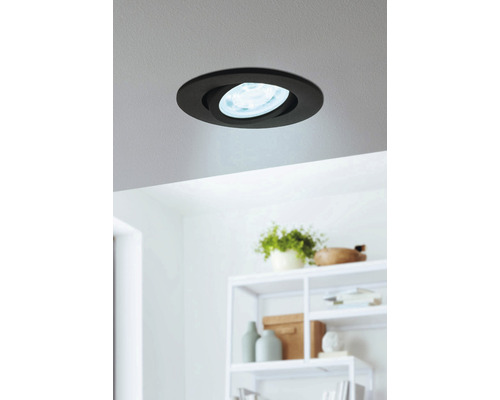 Spot LED à encastrer Smart Light à intensité lumineuse variable 5W 400 lm  CCT- tons de blanc réglables changement de couleur RGB zigbee Bluetooth Ø  88/68 mm noir 230V - HORNBACH