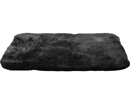 Tapis de bain noir à poils longs