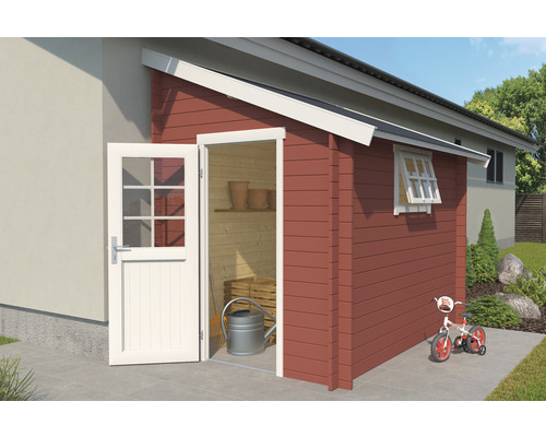 Abri de jardin Outdoor Life Jura avec espace pour les outils 214,6 x 295 cm rouge suédois