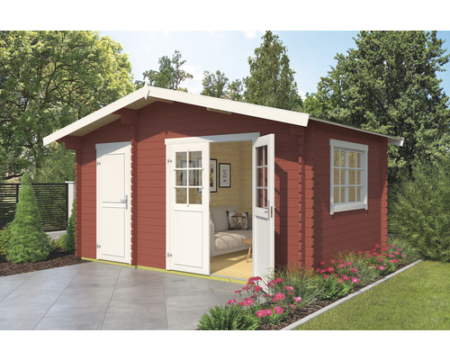 Abri de jardin Outdoor Life Keila 34 avec plancher, local à outils 425 x 280 cm rouge de falun