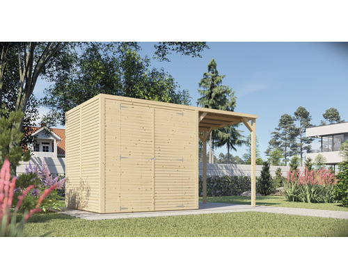 Bertilo Gartenhaus Cubico 3 Plus Fineline 373 x 202 cm natur