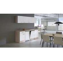 Cuisine complète avec appareils Flex Well Valero 210 cm couleur de façade blanc haute brillance - couleur du corps chêne sonoma 00011945