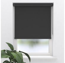 Schwarzes Rollo am Fenster mit Kettenzug