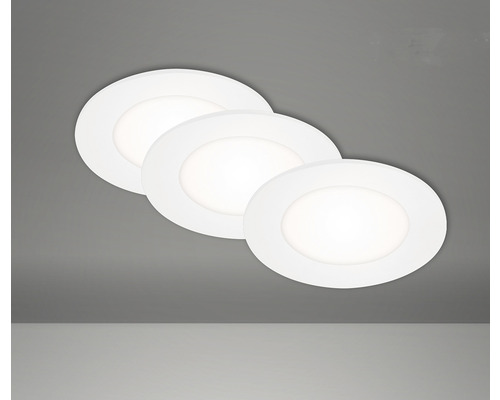 Ensemble de spots à encastrer LED blanc 3 pces IP23 3x3W 3x350 lm 4000 K blanc neutre rond blanc Ø 86/65 mm 230V