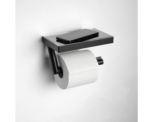 Porte-papier toilette avec étagère et téléphone mobile