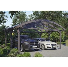 Double carport en bois avec deux voitures