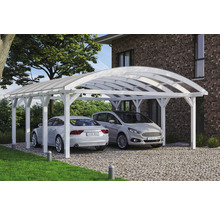 Double carport en bois avec deux voitures