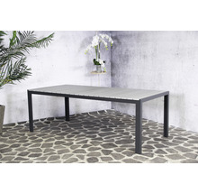 Rechteckiger Gartentisch mit grauem Gestell und Tischplatte