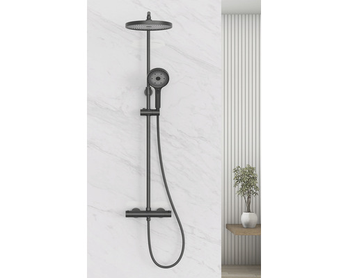 Duschsystem mit Kopf- und Handbrause zur Wandmontage.