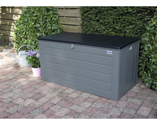 Graue Gartenbox zur Aufbewahrung im Aussenbereich