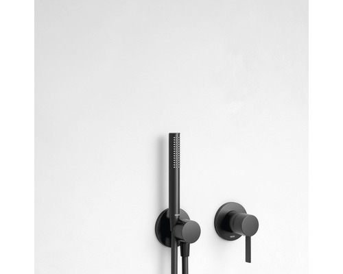 Ensemble de douche encastré avec douchette à main et mitigeur monocommande pour montage mural