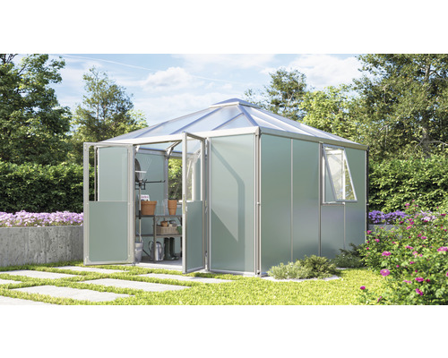 Gartenhaus Vitavia Universum inkl. Fussboden 317 x 322 cm silber