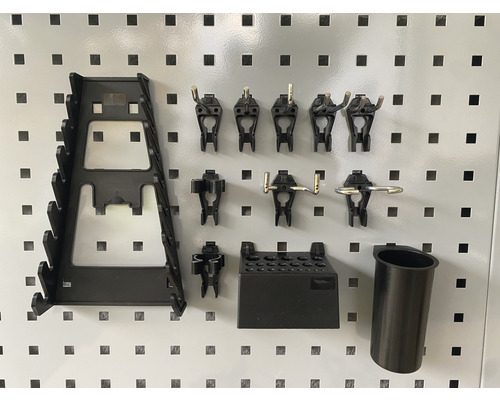 Set d''accessoires pour panneau d''outils avec crochets, supports et récipient pour l''organisation de l''atelier