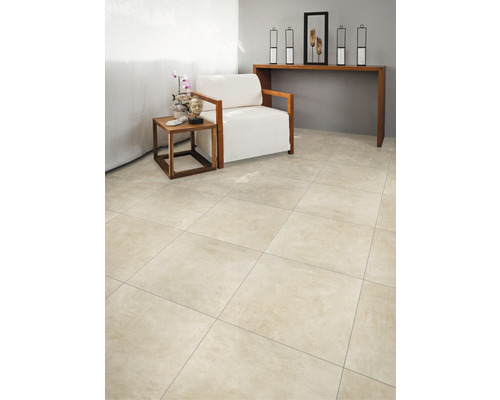 Carrelage sol et mur Cemento beige 61.5x61.5x0.85 cm