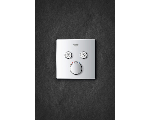 Logo Grohe. Thermostat de douche avec fonction de remplissage de baignoire et régulateur de température.