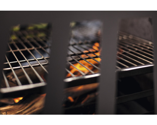 Grille de barbecue au-dessus du feu