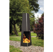 Gartenkamin aus Stahl mit Feuerstelle im Aussenbereich