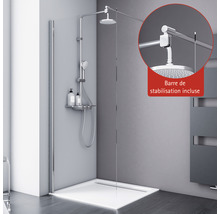 Porte coulissante Schulte Alexa Style 2.0 900x1900 mm verre véritable transparent clair aspect chrome
