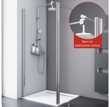 Porte coulissante avec élément mobile Schulte Alexa Style 2.0 800x1900 mm verre véritable transparent clair aspect chrome