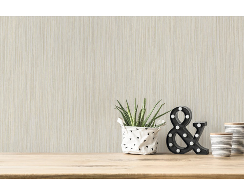 Mur décoratif avec papier peint textile aspect lin