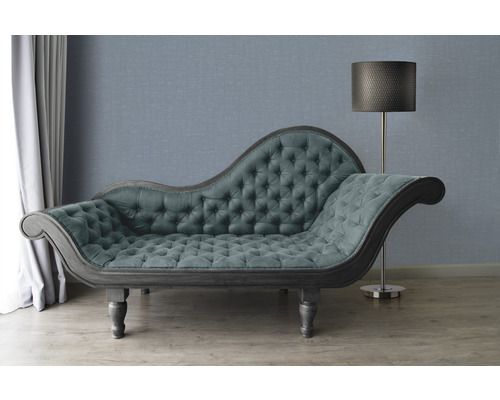 Chaiselongue mit Knopfheftung und Stehlampe