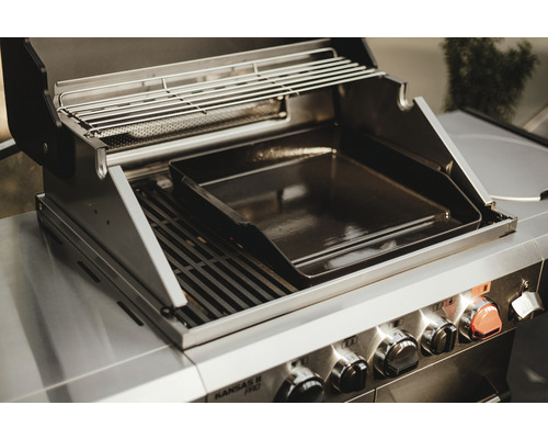 Barbecue à gaz avec grille et bac de récupération des graisses