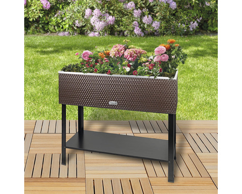 Hochbeet auf Stelzen Wilk Rattan 95 x 40 x 85 cm braun