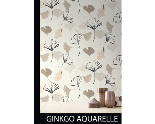 Tapete mit Ginkgo Aquarellmuster