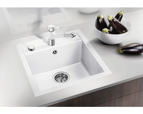 Évier de cuisine en matériau composite à base de quartz avec robinetterie et garniture d''écoulement