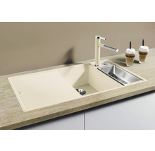 Blanco AXIA III 6 S-F Spüle BxT 990x500 mm Silgranit softweiss inkl. Holzschneidbrett und Multifunktionsschale 527050