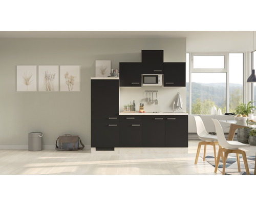 Bloc cuisine complète équipée Flex Well Santo 210 cm façade anthracite mate, corps chêne clair san remo variante réversible démonté