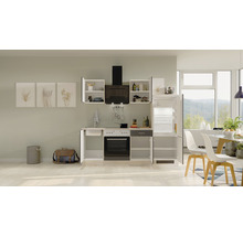 Cuisine complète avec appareils Flex Well Tiago 220 cm couleur de façade gris basalte - couleur du corps chêne clair san remo 00012335