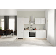 Cuisine complète avec appareils Flex Well Valero 270 cm couleur de façade blanc haute brillance - couleur du corps chêne sonoma 00011912