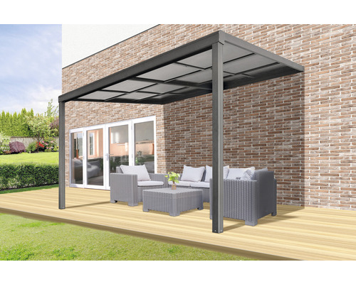 Toiture pour terrasse Air avec différents éléments de toit 390 x 299 cm anthracite